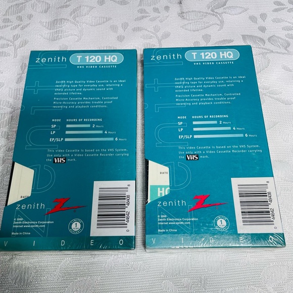 Zenith Blank VHS Tape T-120 HQ 6 Hr - Picture 2 of 3